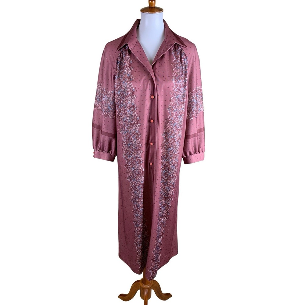 Lady Hardin Vintage Pink Floral Midi Shirt Dress Retro Cottagecore‎ 22W